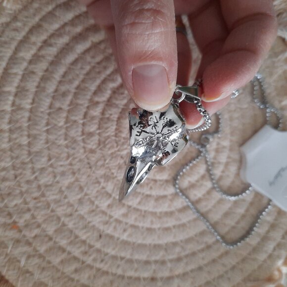 Raven Skull Pendant Gothic Pendant Necklace - Stainless Steel, NEW! - Picture 3 of 14